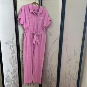 Universal Thread Mauve-Pink Short-Sleeve Tie-Waist Utility Jumpsuit
